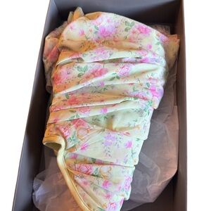 House of CB Pastel Floral Ruched Top in Mint and Pink